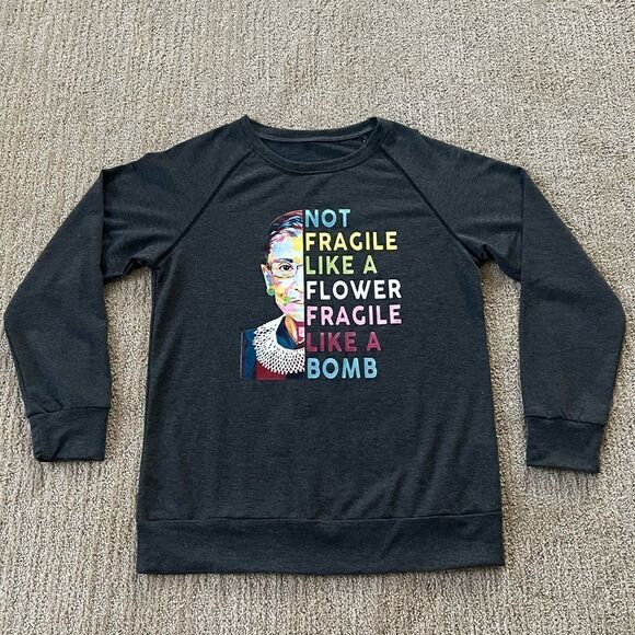 Ruth Bader Ginsburg Grey Motivational Crewneck Sweatshirt - Picture 1 of 6